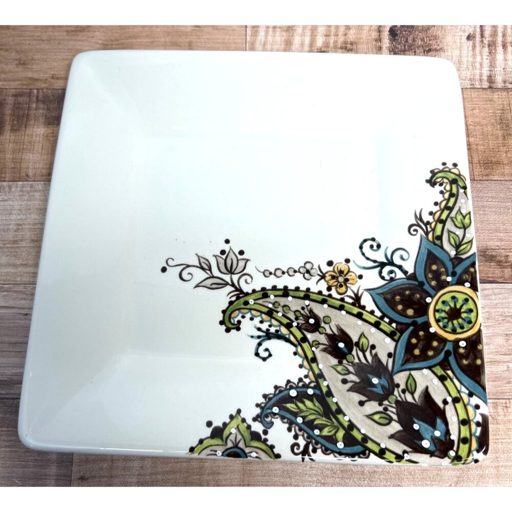 Hand Painted TableTops Gallery Angela Square Plate 8.25" Dishwasher & Microwave
